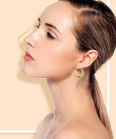 Gold Hoop Earrings Set for Women, Lovely 14K Gold Plated Lightweight Hypoallergenic Chunky Open Hoops Jewelry for Gift Yulovee. in Saudi Arabia