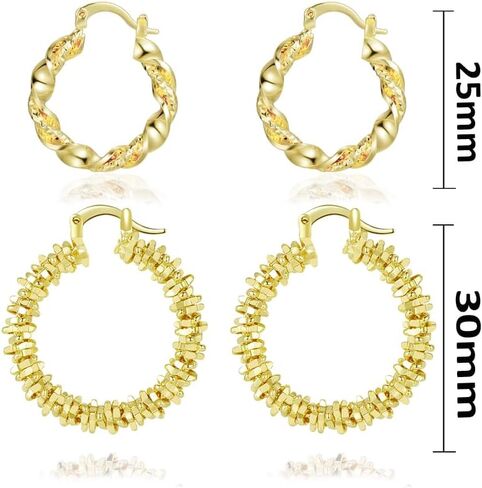 Gold Hoop Earrings Set for Women, Lovely 14K Gold Plated Lightweight Hypoallergenic Chunky Open Hoops Jewelry for Gift Yulovee. in Saudi Arabia