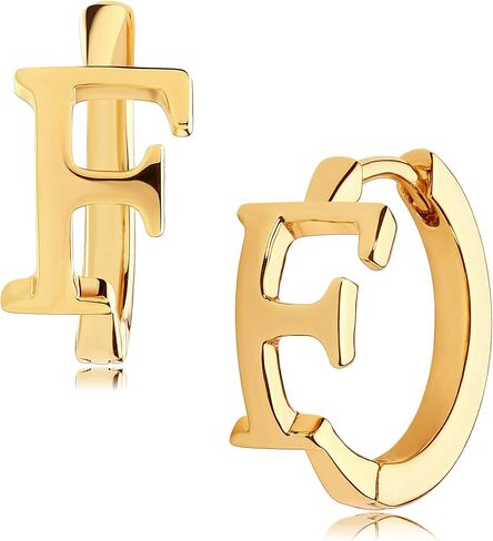 DREMMY STUDIOS Dainty الأولي Huggie Hoop Earring 14k مطلية بالذهب بسيطة صغيرة لطيفة مكعب زركونيا الأولي A-Z 26 حرف متدلية هوب القرط للنساء سحر الحد الأدنى هدية شخصية لها in Kuwait