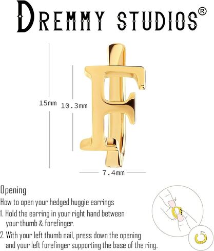 DREMMY STUDIOS Dainty الأولي Huggie Hoop Earring 14k مطلية بالذهب بسيطة صغيرة لطيفة مكعب زركونيا الأولي A-Z 26 حرف متدلية هوب القرط للنساء سحر الحد الأدنى هدية شخصية لها in Kuwait