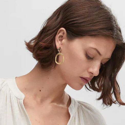 أقراط متدلية ذهبية خفيفة الوزن على شكل دائرة بيضاوية أقراط بيان للنساء والفتيات in Kuwait