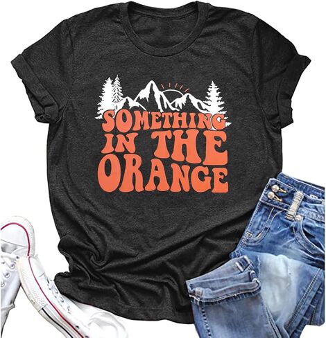 Women Country Music Shirt Retro Western Country Concert Tee Something in The Orange Letter Print Vintage Cowboy Tee Tops in Saudi Arabia