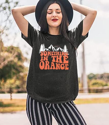 Women Country Music Shirt Retro Western Country Concert Tee Something in The Orange Letter Print Vintage Cowboy Tee Tops in Saudi Arabia