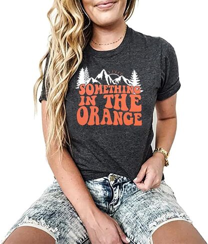 Women Country Music Shirt Retro Western Country Concert Tee Something in The Orange Letter Print Vintage Cowboy Tee Tops in Saudi Arabia