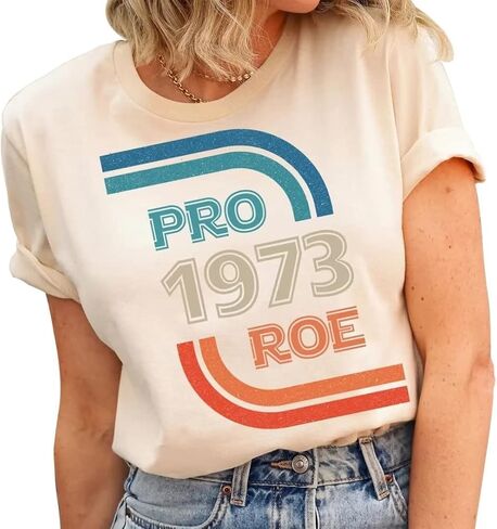 برو 1973 رو تي شيرت للنساء برو اختيار النسوية خمر تي شيرت حماية رو الخامس واد إلكتروني طباعة الصيف ملابس علوية غير رسمية in Kuwait
