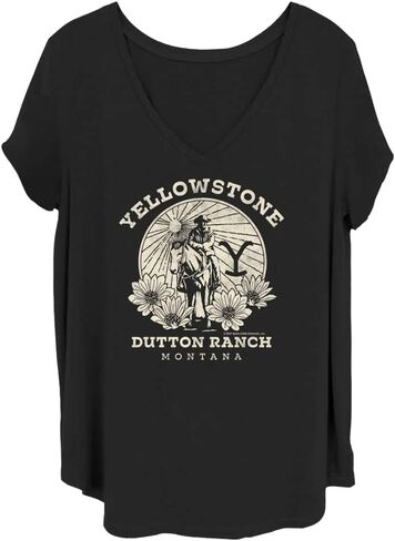 Yellowstone Women's Size Dutton Ranch Junior's Plus V-Neck Tee Shirt in Kuwait