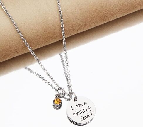 Asqunpin Baptism Gifts I'm a Child of God Necklace with Birthstone First Communion Gift for Girls Goddaughter Gifts in Saudi Arabia