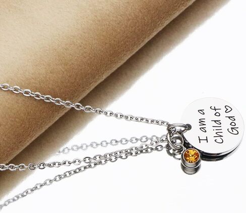 Asqunpin Baptism Gifts I'm a Child of God Necklace with Birthstone First Communion Gift for Girls Goddaughter Gifts in Saudi Arabia