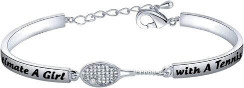 FEELMEM Tennis Jewelry Tennis Girl Gift Never Underestimate A Girl With A Tennis Racket Bracelet Athlete Sport Jewelry Gift for Tennis Player Tennis Team Tennis Coaches in Saudi Arabia