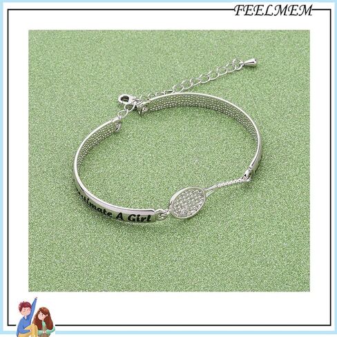 FEELMEM Tennis Jewelry Tennis Girl Gift Never Underestimate A Girl With A Tennis Racket Bracelet Athlete Sport Jewelry Gift for Tennis Player Tennis Team Tennis Coaches in Saudi Arabia