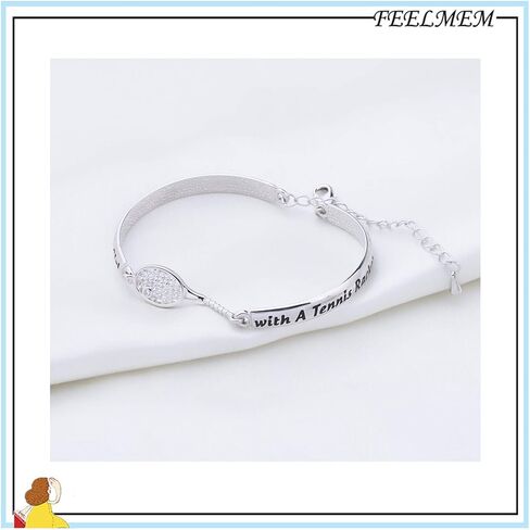 FEELMEM Tennis Jewelry Tennis Girl Gift Never Underestimate A Girl With A Tennis Racket Bracelet Athlete Sport Jewelry Gift for Tennis Player Tennis Team Tennis Coaches in Saudi Arabia