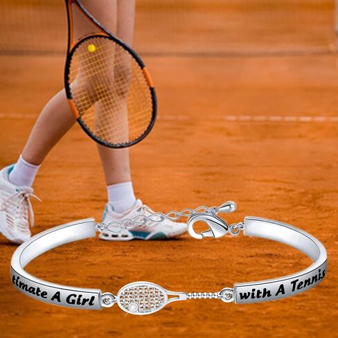 FEELMEM Tennis Jewelry Tennis Girl Gift Never Underestimate A Girl With A Tennis Racket Bracelet Athlete Sport Jewelry Gift for Tennis Player Tennis Team Tennis Coaches in Saudi Arabia