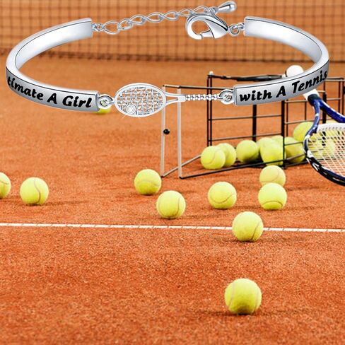 FEELMEM Tennis Jewelry Tennis Girl Gift Never Underestimate A Girl With A Tennis Racket Bracelet Athlete Sport Jewelry Gift for Tennis Player Tennis Team Tennis Coaches in Saudi Arabia