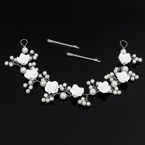 Flower Girl Headpiece Crystal Pearl Headband for Women Wedding Accessories Silver Flower Girl Headband, Princess Crown for Flower Girls Hair Accessories for Birthday Halloween Tiaras for Women in Saudi Arabia