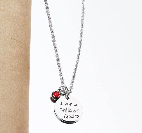 Asqunpin Baptism Gifts I'm a Child of God Necklace with Birthstone First Communion Gift for Girls Goddaughter Gifts in Saudi Arabia
