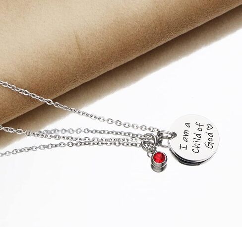 Asqunpin Baptism Gifts I'm a Child of God Necklace with Birthstone First Communion Gift for Girls Goddaughter Gifts in Saudi Arabia