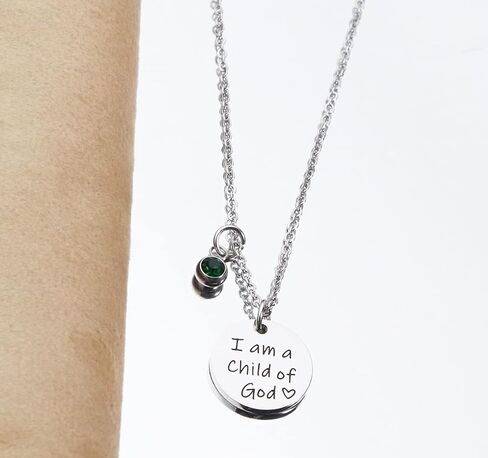 Asqunpin Baptism Gifts I'm a Child of God Necklace with Birthstone First Communion Gift for Girls Goddaughter Gifts in Saudi Arabia