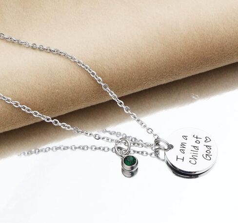 Asqunpin Baptism Gifts I'm a Child of God Necklace with Birthstone First Communion Gift for Girls Goddaughter Gifts in Saudi Arabia