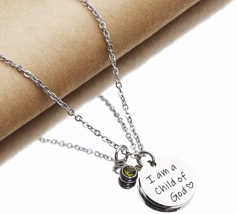 Asqunpin Baptism Gifts I'm a Child of God Necklace with Birthstone First Communion Gift for Girls Goddaughter Gifts in Saudi Arabia