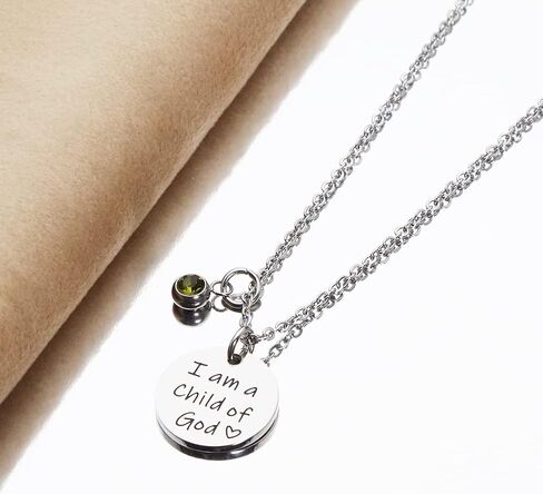 Asqunpin Baptism Gifts I'm a Child of God Necklace with Birthstone First Communion Gift for Girls Goddaughter Gifts in Saudi Arabia
