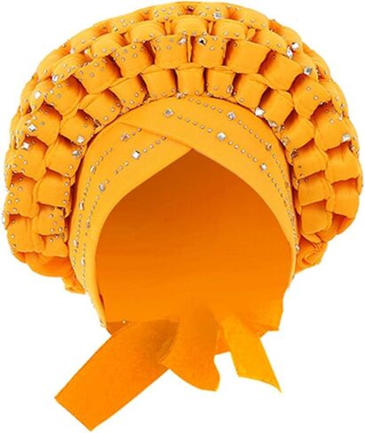 African Braid Turban, Headwear, Sequin, Head Wrap Knot Hat Headscarf for Wedding in Kuwait