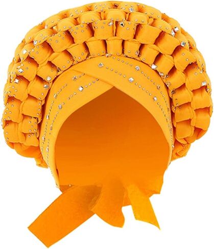 African Braid Turban, Headwear, Sequin, Head Wrap Knot Hat Headscarf for Wedding in Kuwait