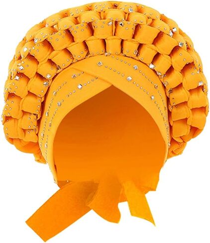 African Braid Turban, Headwear, Sequin, Head Wrap Knot Hat Headscarf for Wedding in Kuwait