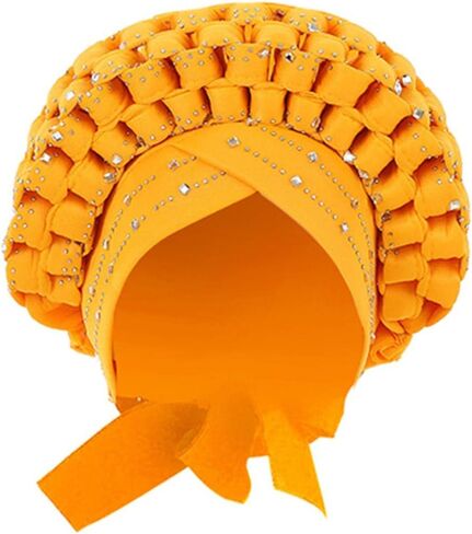 African Braid Turban, Headwear, Sequin, Head Wrap Knot Hat Headscarf for Wedding in Kuwait