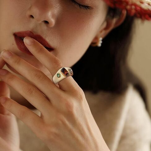 MOROYA 13 قطعة من خواتم الراتنج الملونة من الأكريليك للنساء من الراتنج الماسي مجموعة خواتم مكتنزة من البلاستيك الشفاف الملون (مقاس 6-7)... in Kuwait