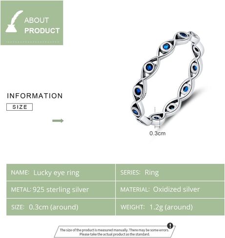 Evil Eye Ring S925 Sterling Silver Dainty Turkish CZ Evil Eye Signet Ring Blue Mal De Ojo Energy Protection Evil Eye Jewelry Gift for Women in Saudi Arabia