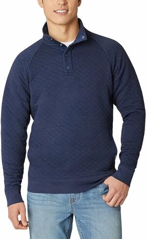 Eddie Bauer Mens Midweight Quarter Snap Mock Quilted Pullover (as1, Alpha, xx_l, Regular, Regular, Blue) in Saudi Arabia