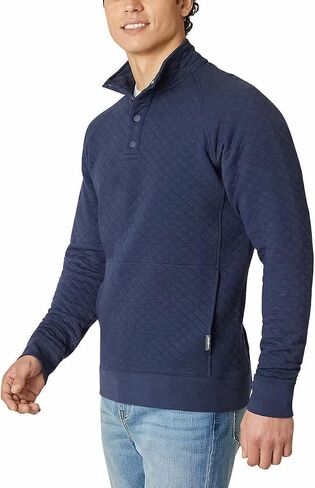 Eddie Bauer Mens Midweight Quarter Snap Mock Quilted Pullover (as1, Alpha, xx_l, Regular, Regular, Blue) in Saudi Arabia