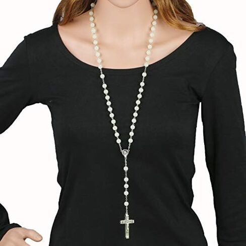 Glow in The Dark Rosary Necklace- Luminous Catholic Round Beads Religious Jesus Crucifix for Hanging Pray Rosaries Necklace Jewelry Noctilucent Cross Necklace Gift for Boys Girls Men Women in Saudi Arabia