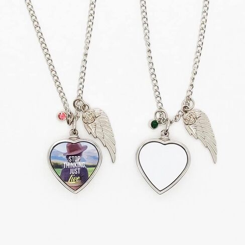 LYFLES Sublimation Blanks Heart Urn Necklace for Ashes With Angel Wings, Gems in Saudi Arabia