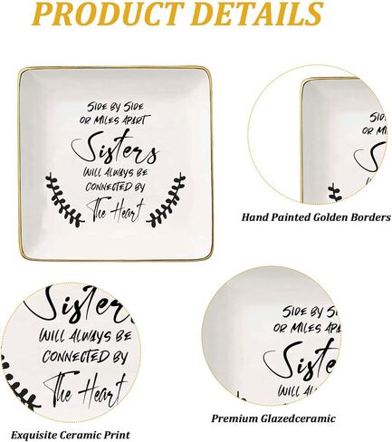 Gifts for Sisters from Sisters, Best Friend Birthday Gifts for Women sisters Big Sister Bestie Soul Sister In Law BFF Gifts, Thanksgiving Valentine Christmas Gifts - Jewelry Dishs, Ceramic in Kuwait