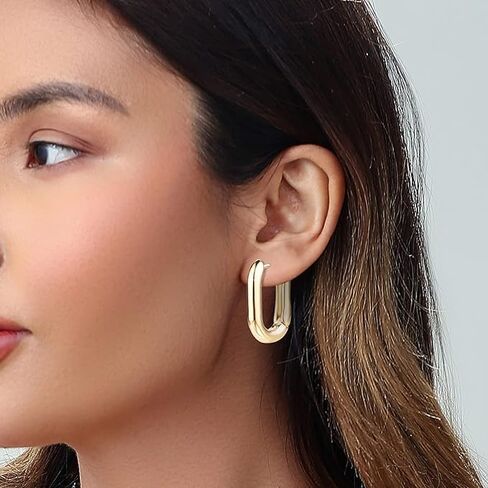 Stylish and Versatile 6 Pairs 14K Gold Hoop Earrings for Women, Lightweight and Hypoallergenic, Multipack with Various Sizes and Styles in Kuwait