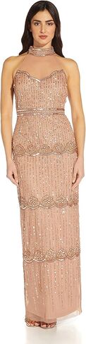 Adrianna Papell Women's Beaded Halter Column Gown in Saudi Arabia
