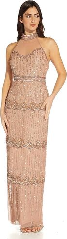 Adrianna Papell Women's Beaded Halter Column Gown in Saudi Arabia