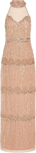 Adrianna Papell Women's Beaded Halter Column Gown in Saudi Arabia