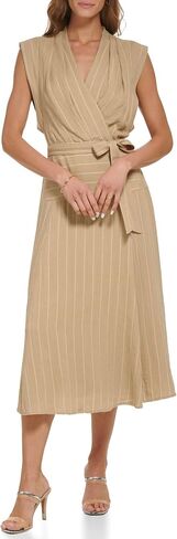 DKNY Women's Surplice Linen Midi Dress in Saudi Arabia