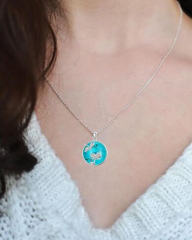 Reaii Dragonfly Necklace 925 Sterling Silver Turquoise Dragonfly Lotus Pendant Necklace for Women Genuine Turquoise Dragonfly Jewelry Gifts for Birthday Christmas Thanksgiving, Sterling Silver, in Kuwait