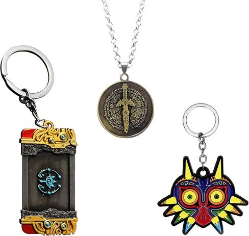 itapring Purya Keychain Newest, ZLD Tears of the Kingdom Inspired Necklace Key Ring Jewelry combo, Breath of The Wild Metal Pendant for Woman Men Game Lover Cosplay Fans, Black, 1.33*2.36 and in Kuwait