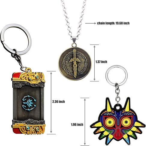 itapring Purya Keychain Newest, ZLD Tears of the Kingdom Inspired Necklace Key Ring Jewelry combo, Breath of The Wild Metal Pendant for Woman Men Game Lover Cosplay Fans, Black, 1.33*2.36 and in Kuwait