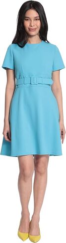 Maggy London Women's Short Sleeve Mini Fit and Flare Dress with Wide Belt in Saudi Arabia