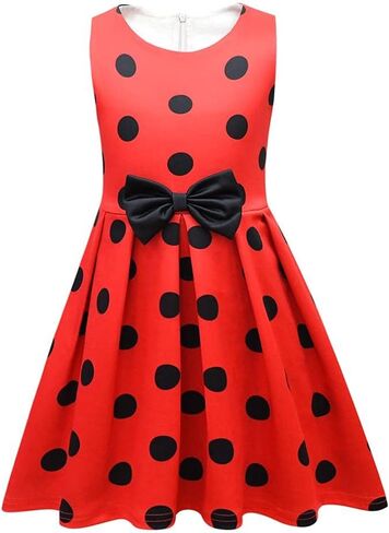 Dressy Daisy Ladybug Costumes Red and Black Polka Dot Fancy Dress for Girls Halloween Birthday Party Summer Casual Wear in Saudi Arabia
