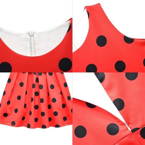 Dressy Daisy Ladybug Costumes Red and Black Polka Dot Fancy Dress for Girls Halloween Birthday Party Summer Casual Wear in Saudi Arabia