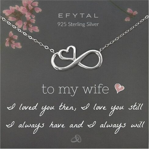 EFYTAL Valentines Day Gift for Girlfriend or Wife, 925 Sterling Silver Infinity and Heart Necklace For Her, I Love You Jewelry Gifts for Women, Romantic Gift Ideas, Forever Valentine in Kuwait