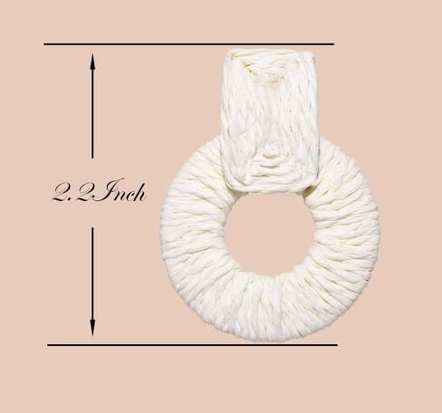 أقراط الروطان للنساء مصنوعة يدويًا من القش الرافية المنسوجة أقراط متدلية بوهو صيفية إكسسوارات الشاطئ هدايا in Kuwait