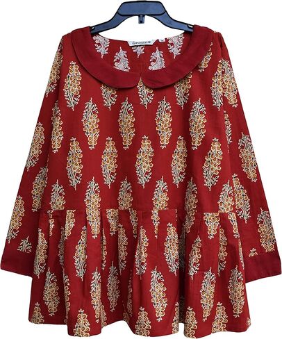 AVNI Printed Soft Cotton Printed, Hand Embroiderd, Applique look Peplum Tunic Top Blouse in Kuwait