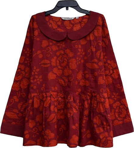 AVNI Printed Soft Cotton Printed, Hand Embroiderd, Applique look Peplum Tunic Top Blouse in Kuwait